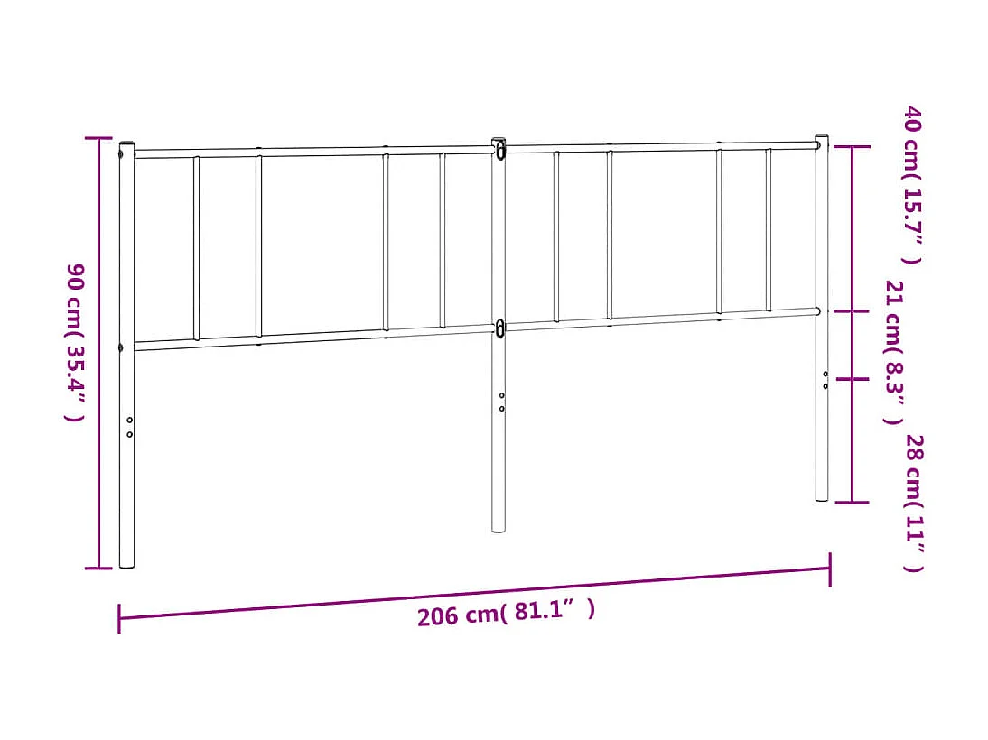 Mueble cabecero | Cabezal de cama | Cabecero de metal negro 200 cm