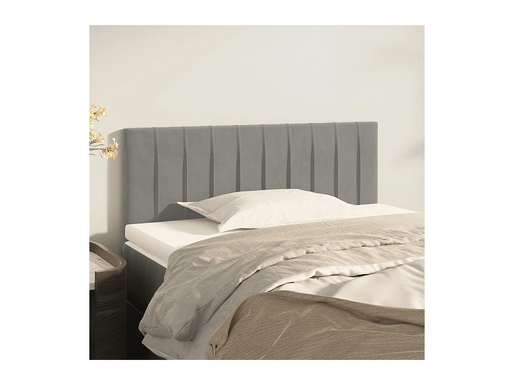 Mueble cabecero | Cabezal de cama | Cabecero de terciopelo gris claro 90x5x78/88 cm