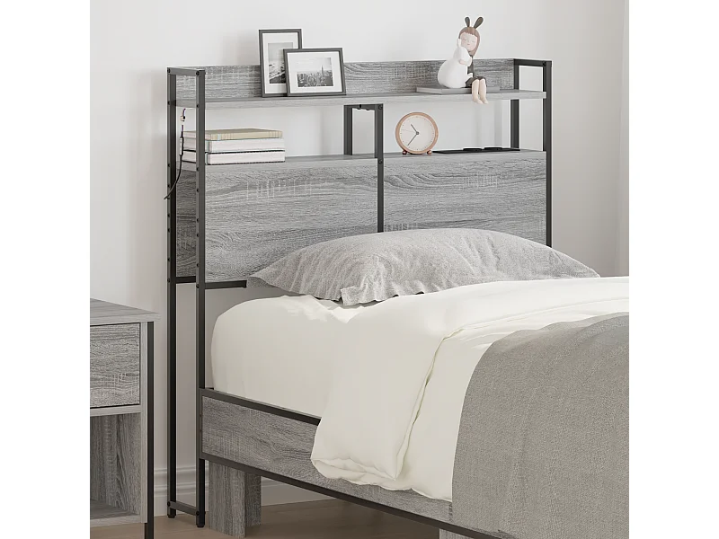 Cabecero | Cabezal de Cama | Mueble cabecero con estante Gris sonoma 80 cm Madera contrachapada