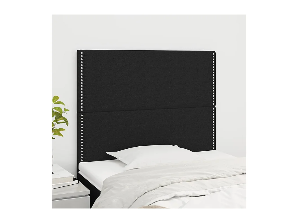 Têtes de lit | Panneaux de tête pour lit Moderne 2 pcs Noir 90x5x78/88 cm Tissu