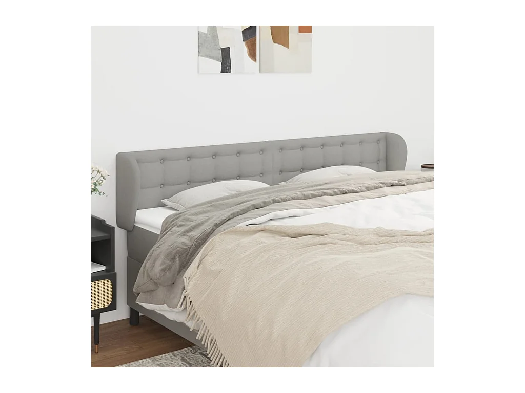 Mueble cabecero | Cabezal de cama | Cabecero de tela gris claro 203x23x78/88 cm