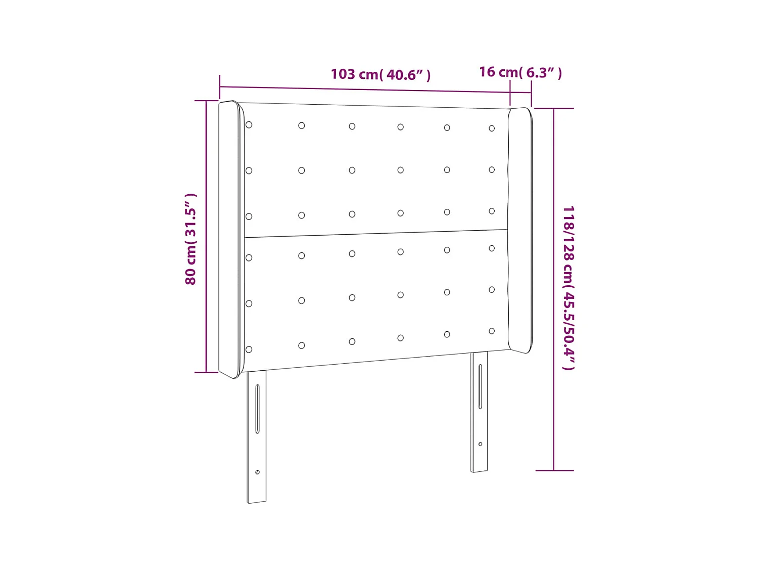 Tête de Lit | Panneau de tête pour lit Moderne avec oreilles Rose 103x16x118/128 cm Velours