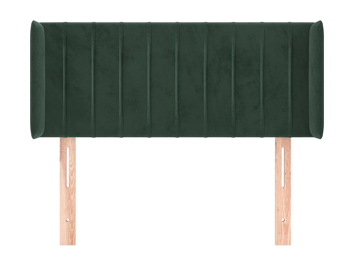 Tête de Lit | Panneau de tête pour lit Moderne avec oreilles Vert foncé 93x16x78/88 cm Velours