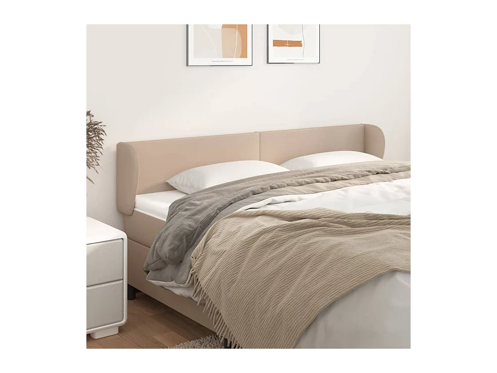 Tête de Lit | Panneau de tête pour lit Moderne avec oreilles Cappuccino 163x23x78/88 cm Similicuir