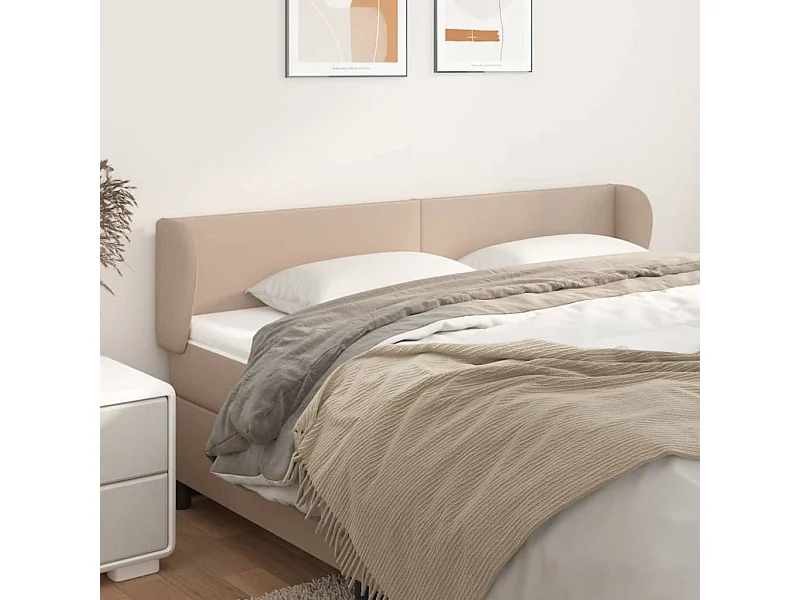 Tête de Lit | Panneau de tête pour lit Moderne avec oreilles Cappuccino 163x23x78/88 cm Similicuir
