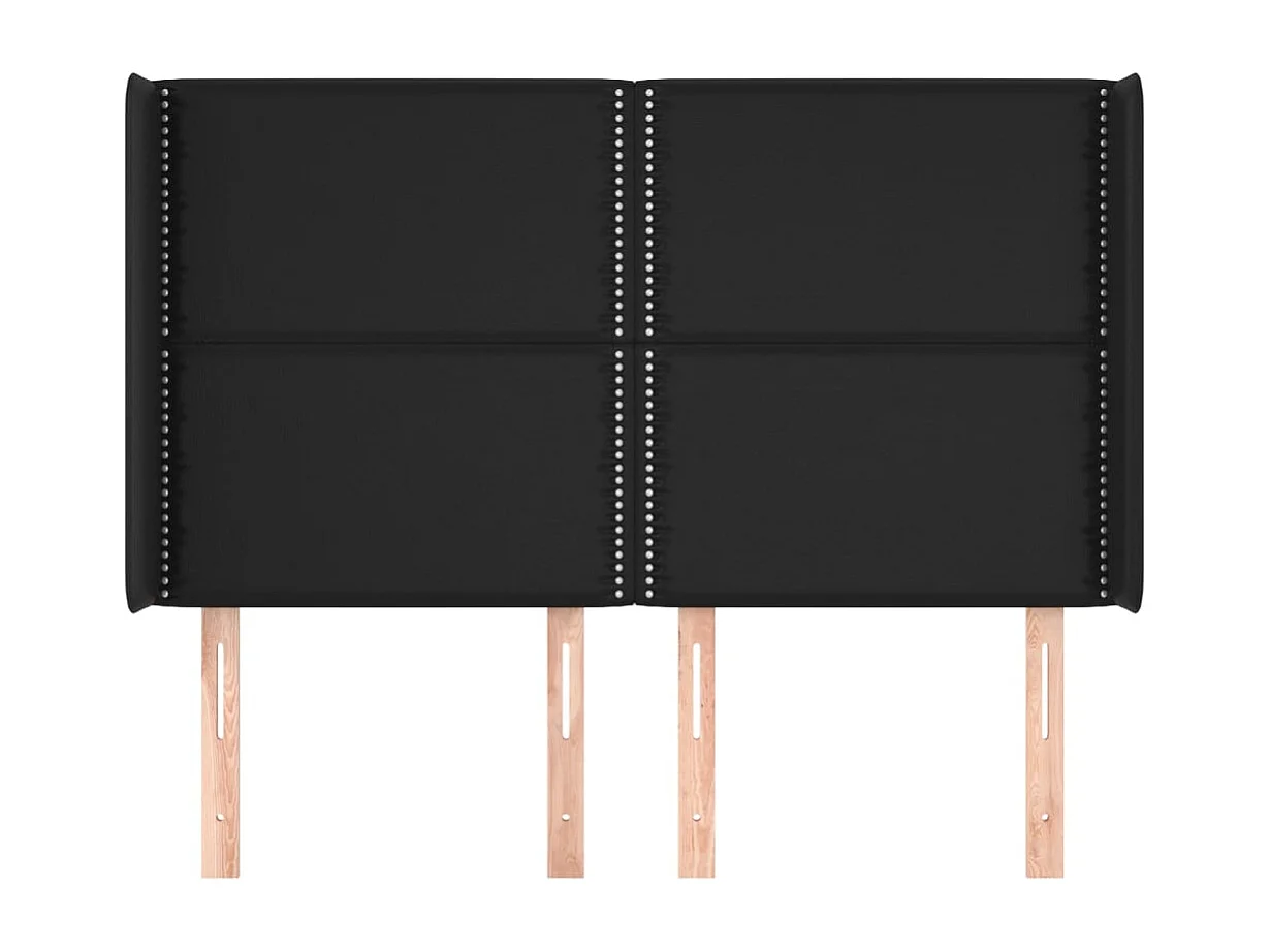 Tête de Lit | Panneau de tête pour lit Moderne avec oreilles Noir 147x16x118/128 cm Similicuir