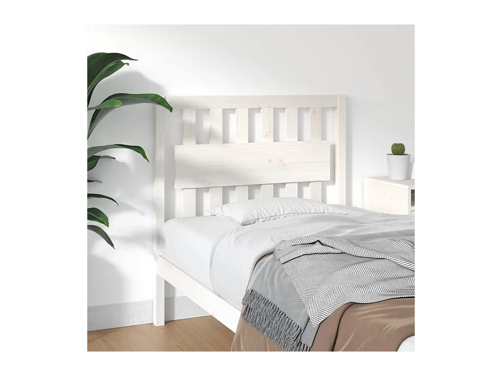 Tête de Lit | Panneau de tête pour lit Moderne Blanc 95,5x4x100 cm Bois massif de pin