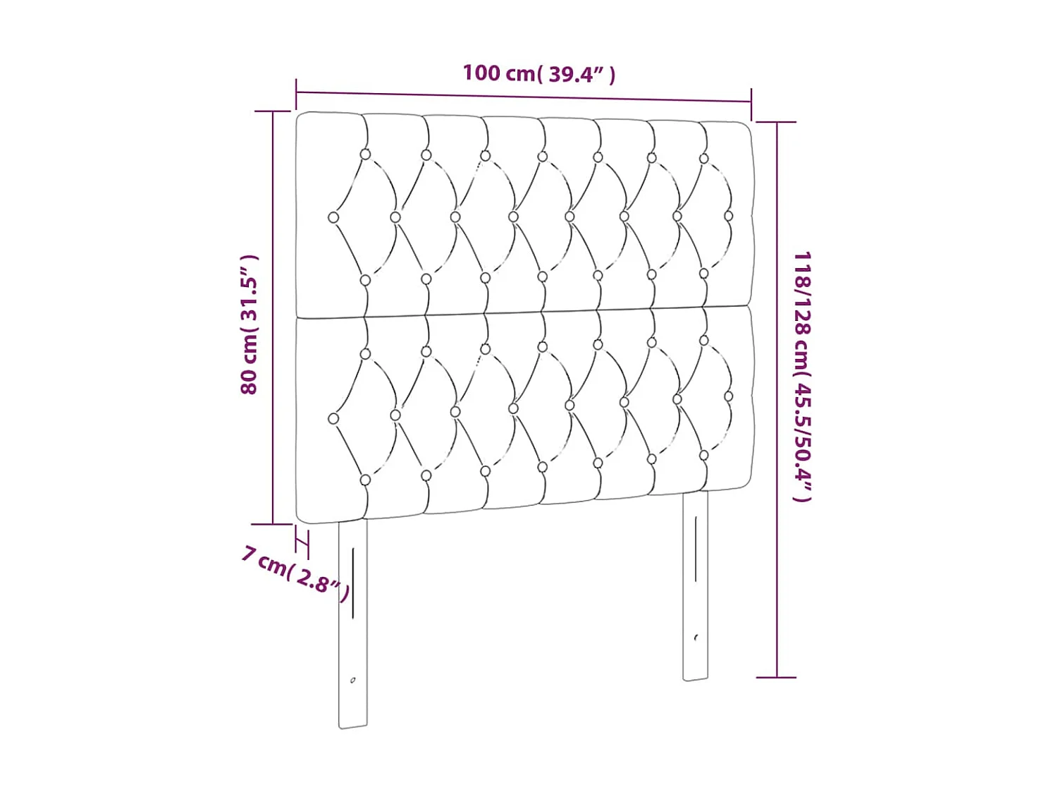 Tête de Lit | Panneau de tête pour lit Moderne à LED Vert foncé 100x7x118/128 cm Velours