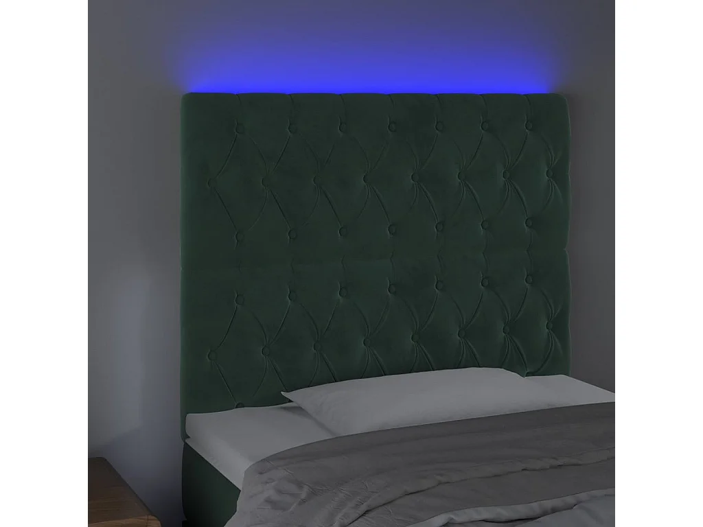 Hoofdbord | Hoofdeinde LED 100x7x118/128 cm fluweel donkergroen