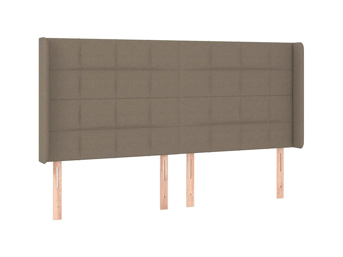 Mueble cabecero | Cabezal de cama | Cabecero con LED de tela gris taupe 163x16x118/128 cm