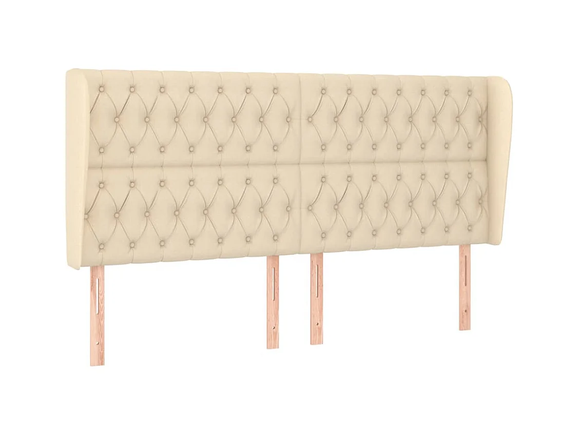 Tête de Lit | Panneau de tête pour lit Moderne avec oreilles Crème 203x23x118/128 cm Tissu