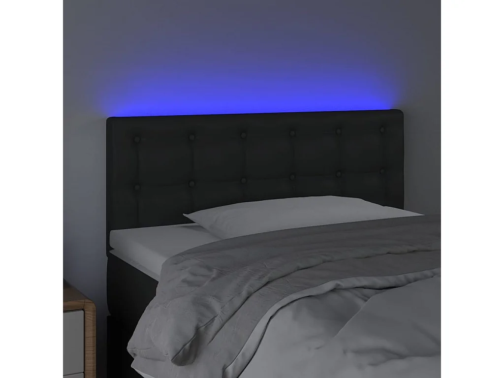 Tête de Lit | Panneau de tête pour lit Moderne à LED Noir 90x5x78/88 cm Similicuir