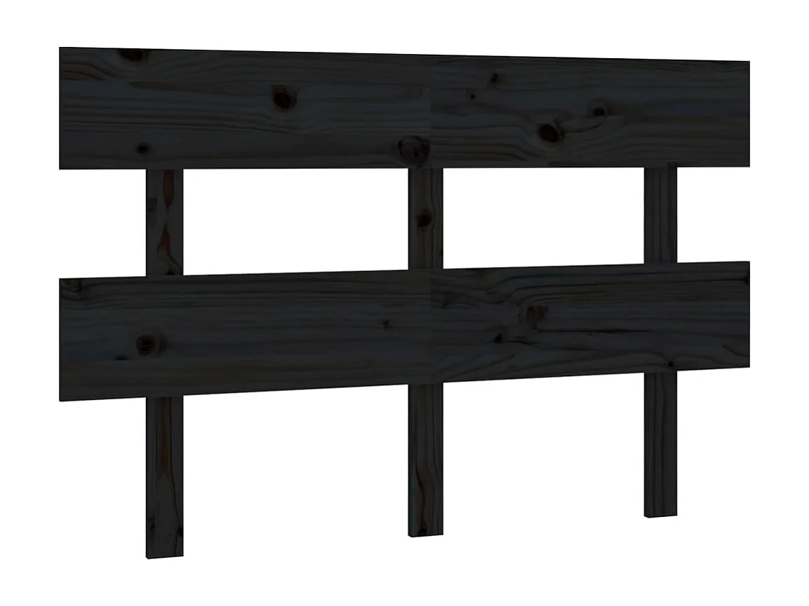 Tête de Lit | Panneau de tête pour lit Moderne Noir 124x3x81 cm Bois massif de pin