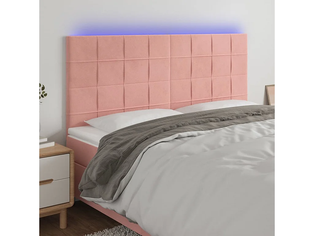 Hoofdbord | Hoofdeinde LED 160x5x118/128 cm fluweel roze