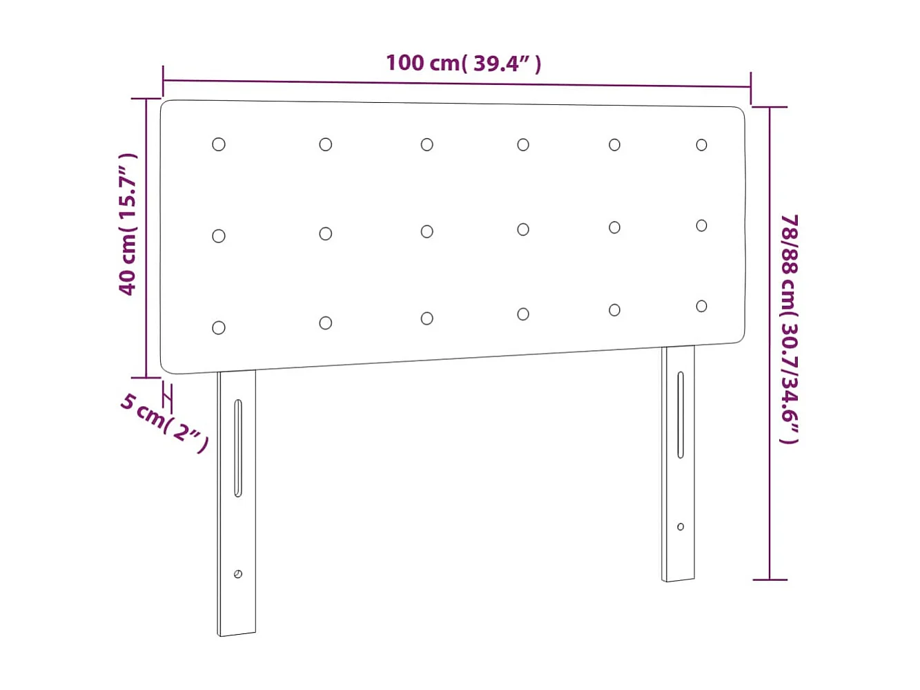 Hoofdbord | Hoofdeinde LED 100x5x78/88 cm fluweel roze