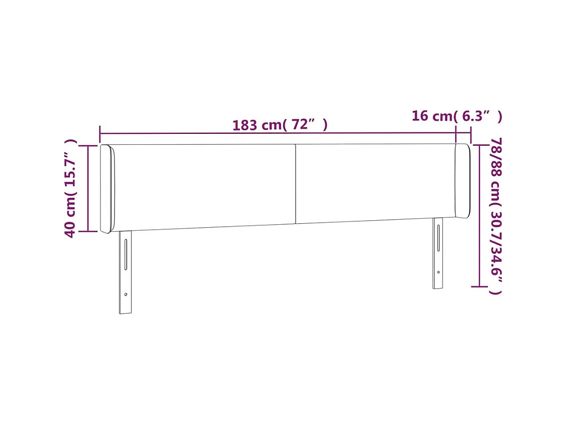 Mueble cabecero | Cabezal de cama | Cabecero con LED de tela crema 183x16x78/88 cm
