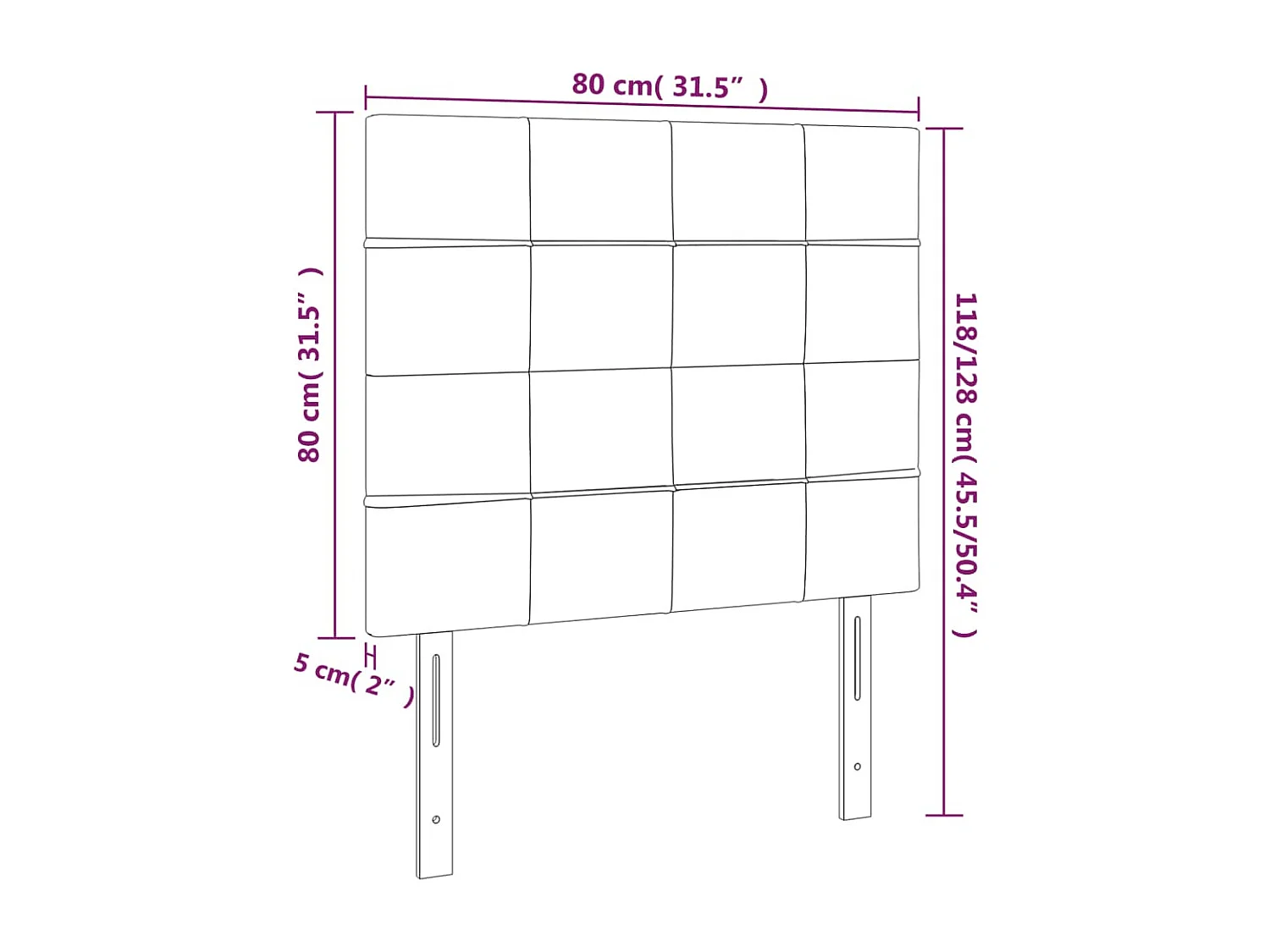 Hoofdbord | Hoofdeinde LED 80x5x118/128 cm stof blauw