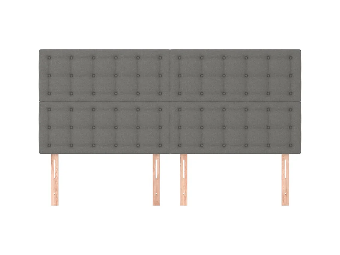 Cabeceros | Cabezal de cama | Mueble de cabecero 4 unidades de tela gris oscuro 80x5x78/88 cm