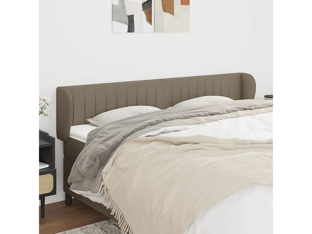 Tête de Lit | Panneau de tête pour lit Moderne avec oreilles Taupe 183x23x78/88 cm Tissu