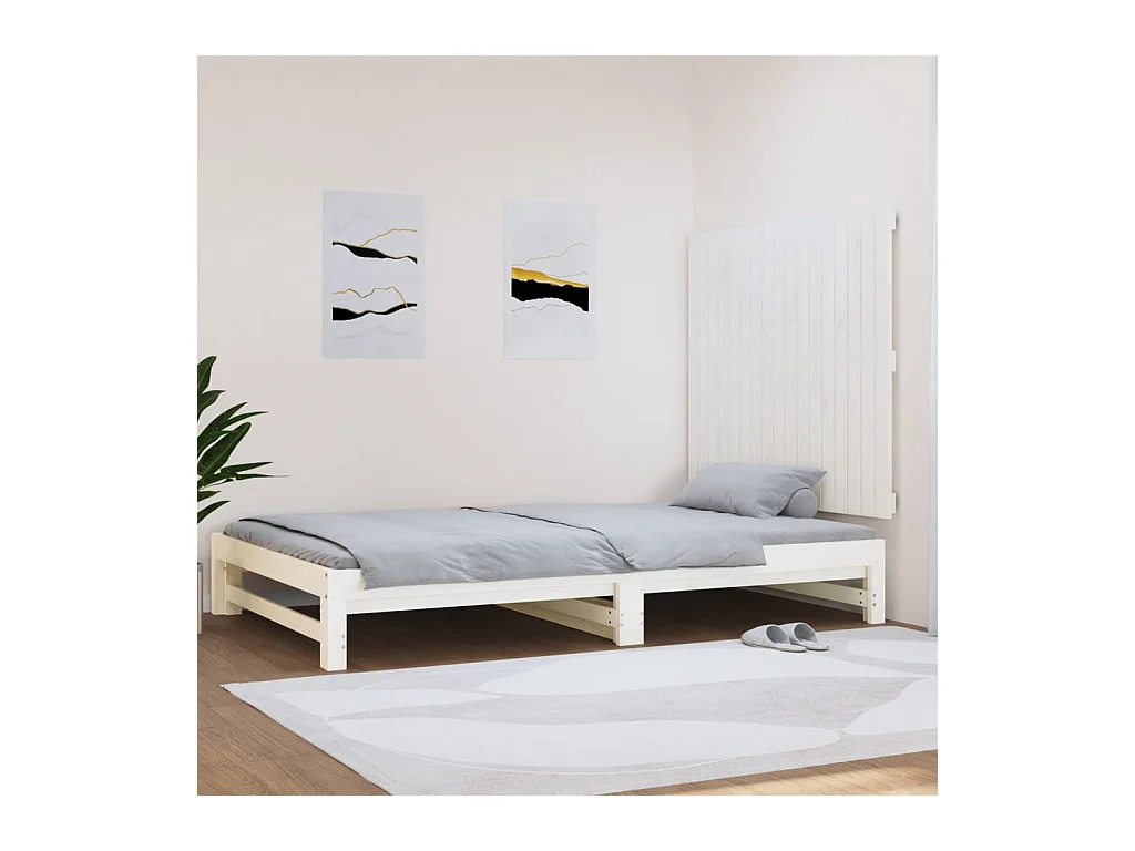 Cabecero de Cama | Cabezal de cama | Mueble de cabecero de pared madera maciza pino blanco 108x3x90 cm