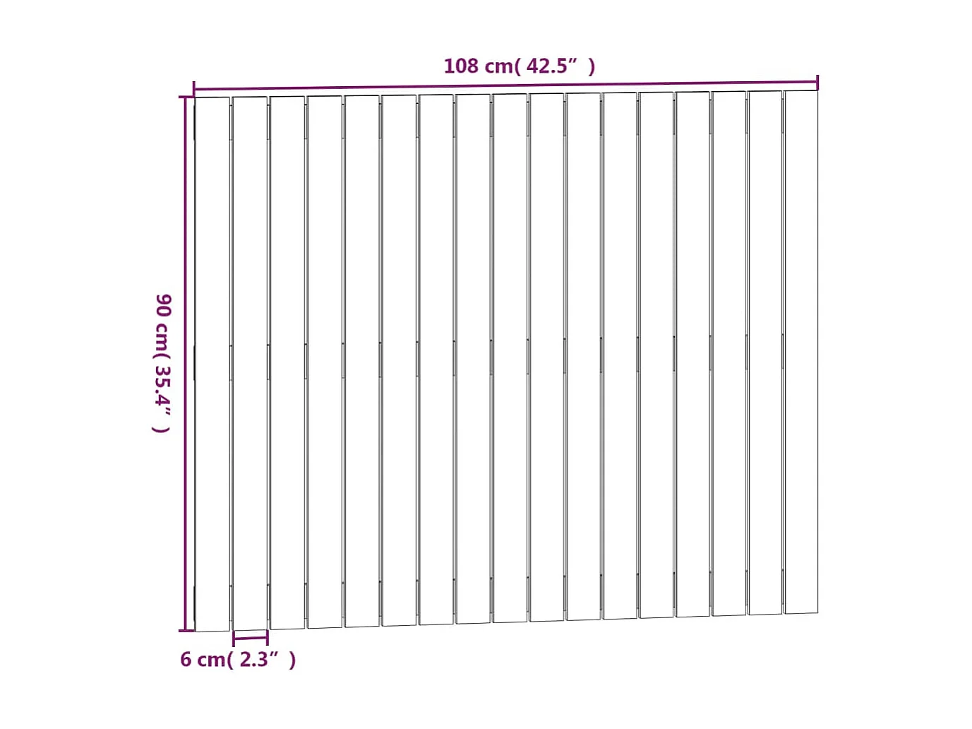Cabecero de Cama | Cabezal de cama | Mueble de cabecero de pared madera maciza pino blanco 108x3x90 cm