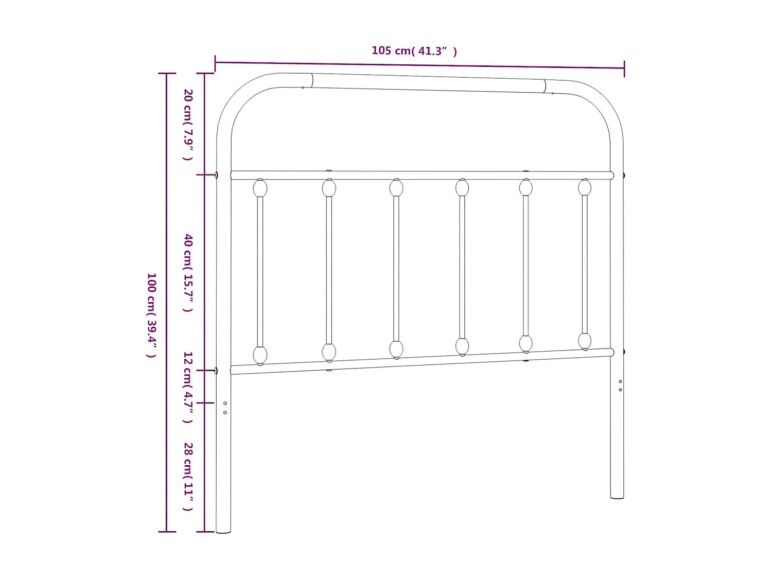 Mueble cabecero | Cabezal de cama | Cabecero de metal blanco 100 cm