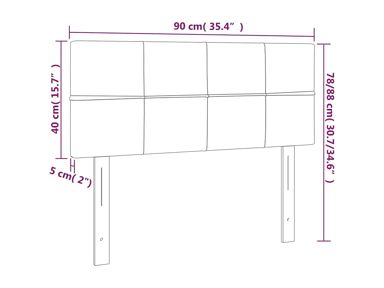 Hoofdbord | Hoofdeinde LED 90x5x78/88 cm fluweel donkergroen