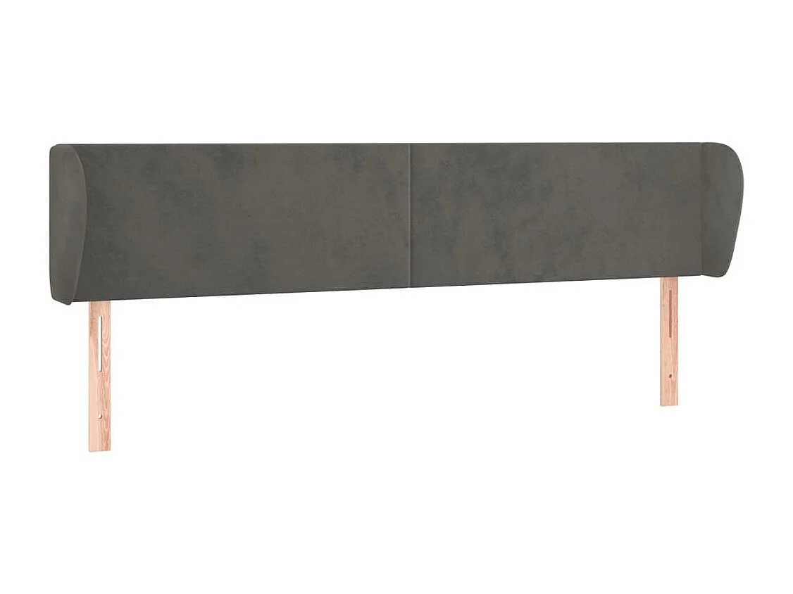 Tête de Lit | Panneau de tête pour lit Moderne avec oreilles Gris foncé 203x23x78/88 cm Velours
