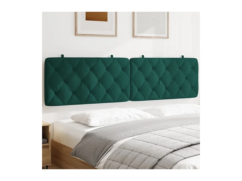 Cabecero de Cama | Cabezal de cama | Mueble de cabecero acolchado terciopelo verde oscuro 200 cm