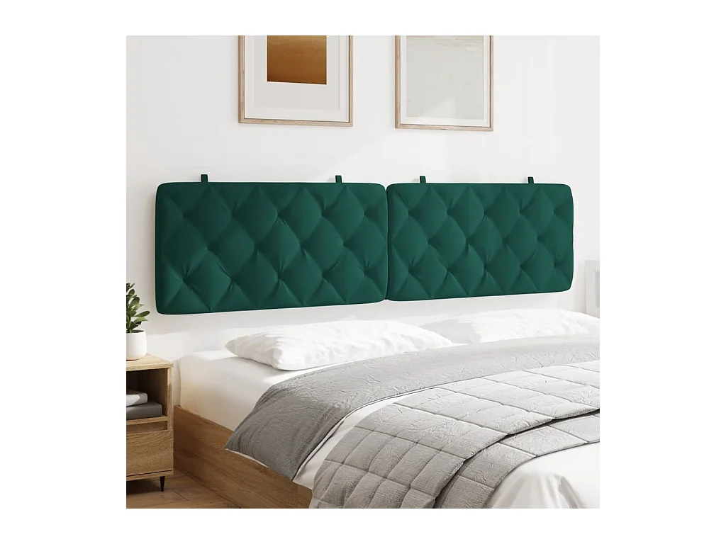 Cabecero de Cama | Cabezal de cama | Mueble de cabecero acolchado terciopelo verde oscuro 200 cm