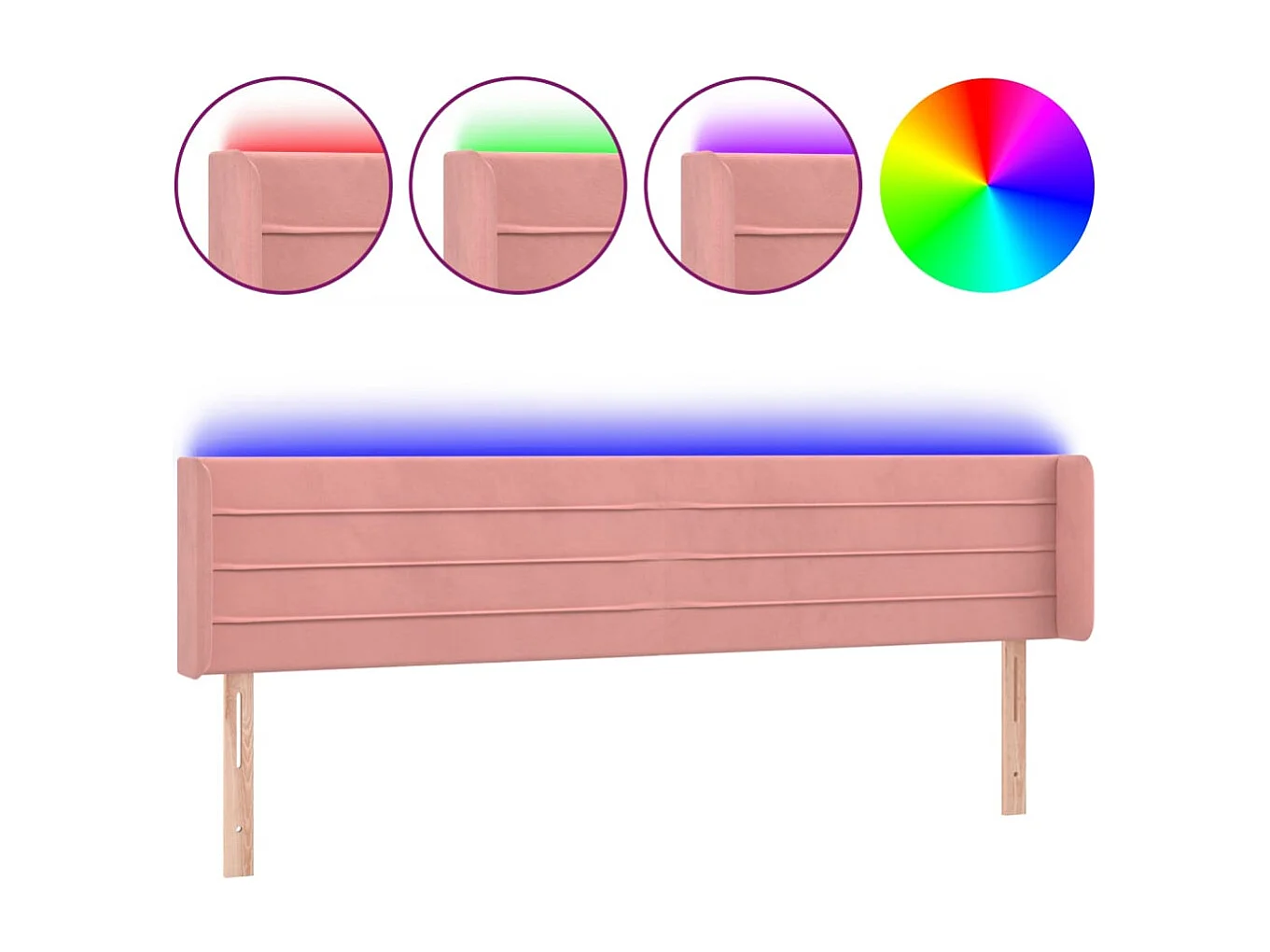 Hoofdbord | Hoofdeinde LED 163x16x78/88 cm fluweel roze