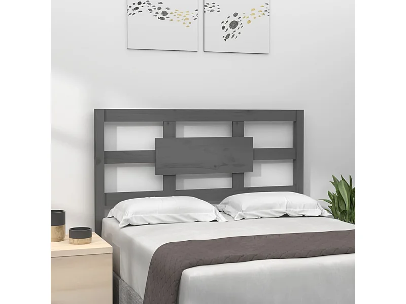 Cabecero de Cama | Cabezal de cama | Mueble de cabecero madera maciza de pino gris 95,5x4x100 cm