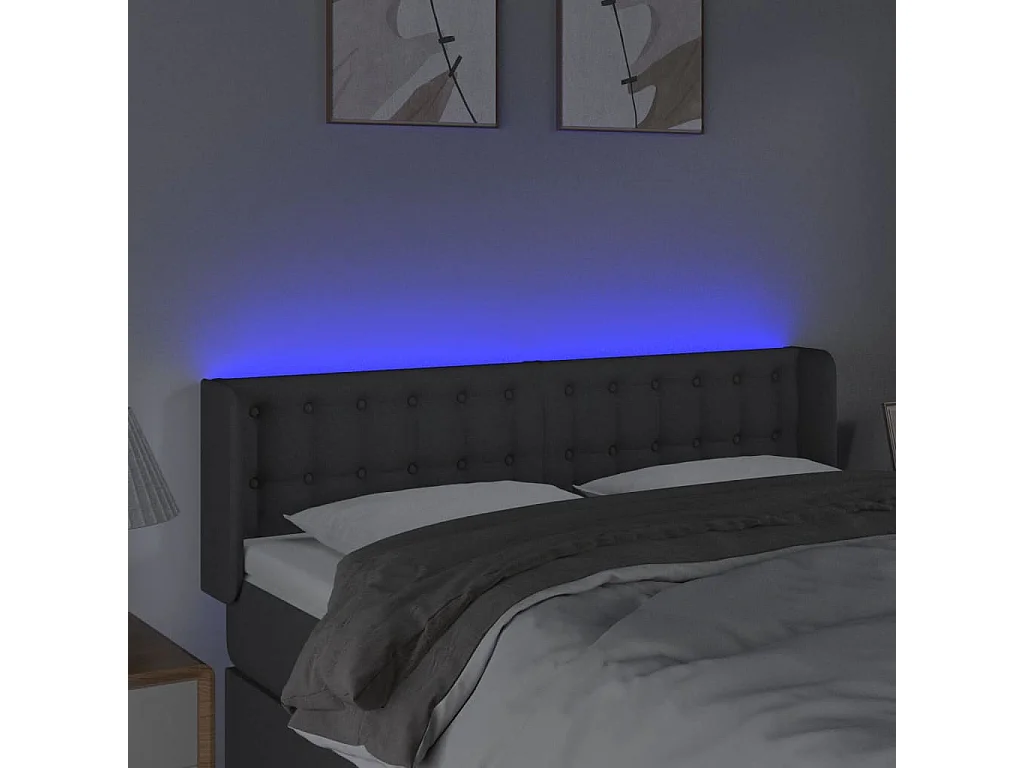 Hoofdbord | Hoofdeinde LED 147x16x78/88 cm stof donkergrijs