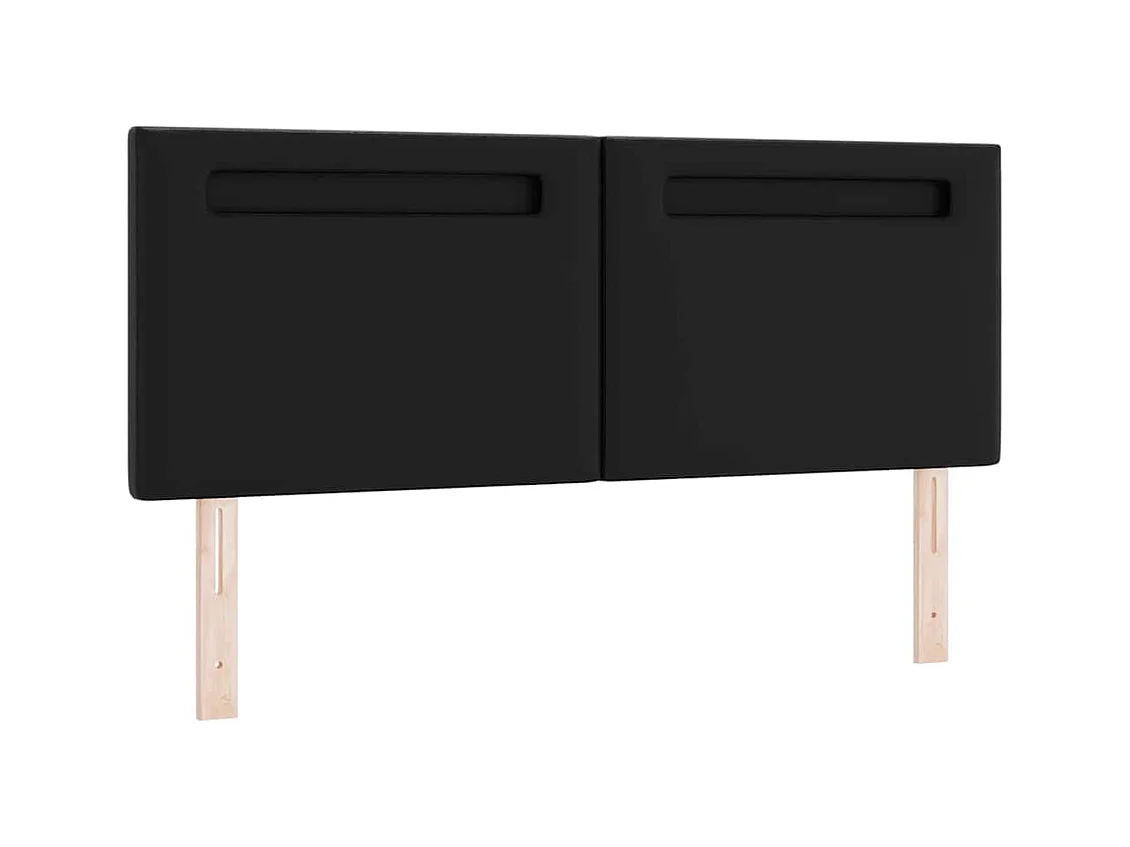 Cabecero | Cabezal de Cama | Mueble cabecero con luces de tiras LED con cabecera Negro 144 cm PVC