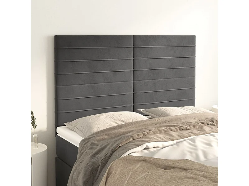 Cabeceros | Cabezal de cama | Mueble de cabecero 4 unidades terciopelo gris oscuro 72x5x78/88 cm