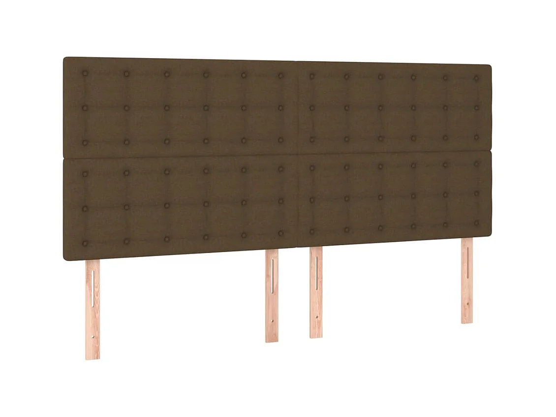 Cabeceros | Cabezal de cama | Mueble de cabecero 4 unidades de tela marrón oscuro 80x5x78/88 cm