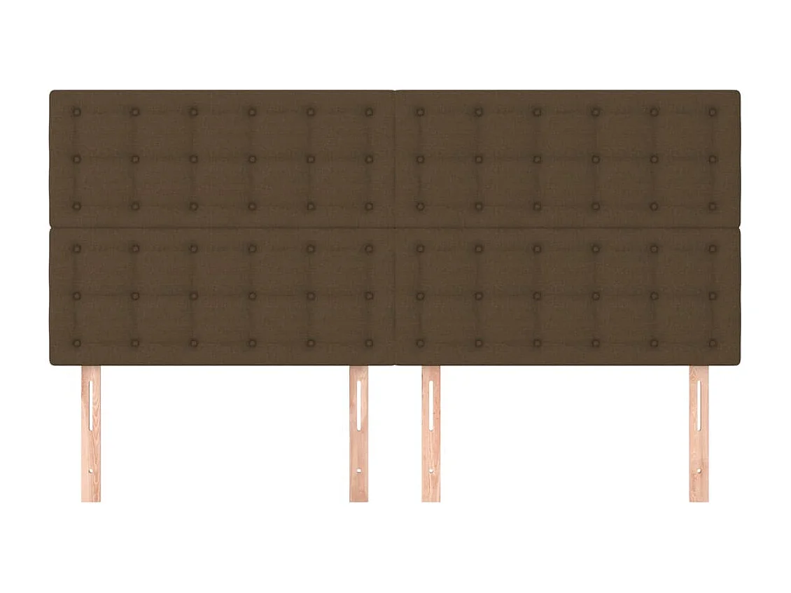 Cabeceros | Cabezal de cama | Mueble de cabecero 4 unidades de tela marrón oscuro 80x5x78/88 cm