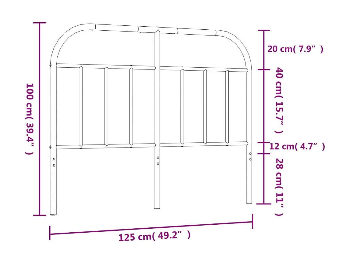 Mueble cabecero | Cabezal de cama | Cabecero de metal negro 120 cm