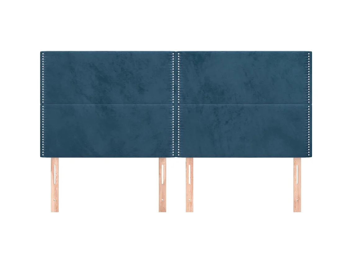 Cabeceros | Cabezal de cama | Mueble de cabecero 4 unidades de terciopelo azul oscuro 100x5x78/88 cm