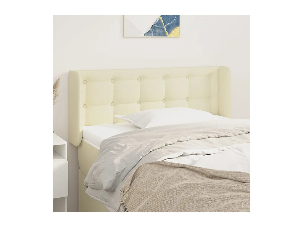 Mueble cabecero | Cabezal de cama | Cabecero de cuero sintético color crema 93x16x78/88 cm