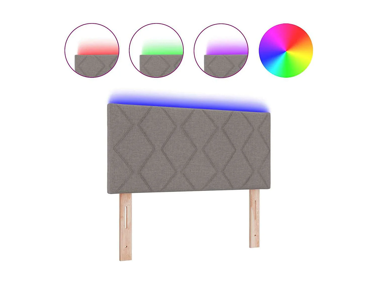 Tête de Lit | Panneau de tête pour lit Moderne avec des lumières à LED Réglable Taupe 100 cm tissu