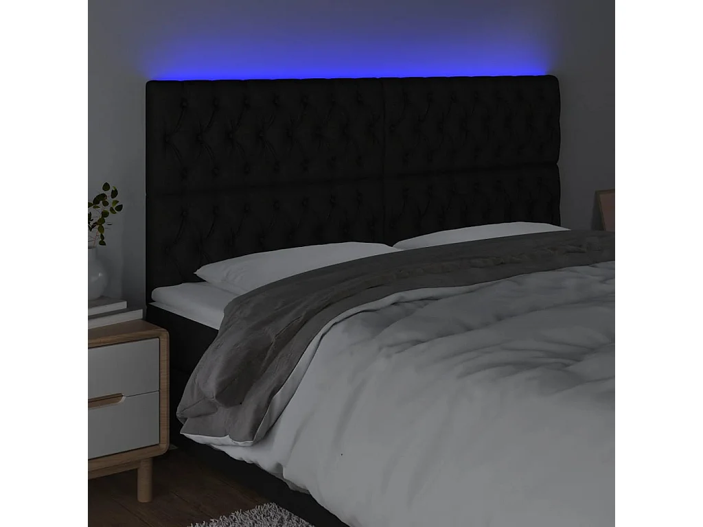 Hoofdbord | Hoofdeinde LED 180x7x118/128 cm stof zwart