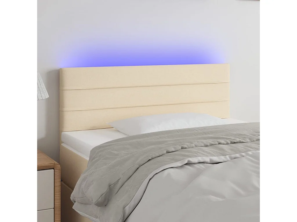 Tête de Lit | Panneau de tête pour lit Moderne à LED Crème 80x5x78/88 cm Tissu