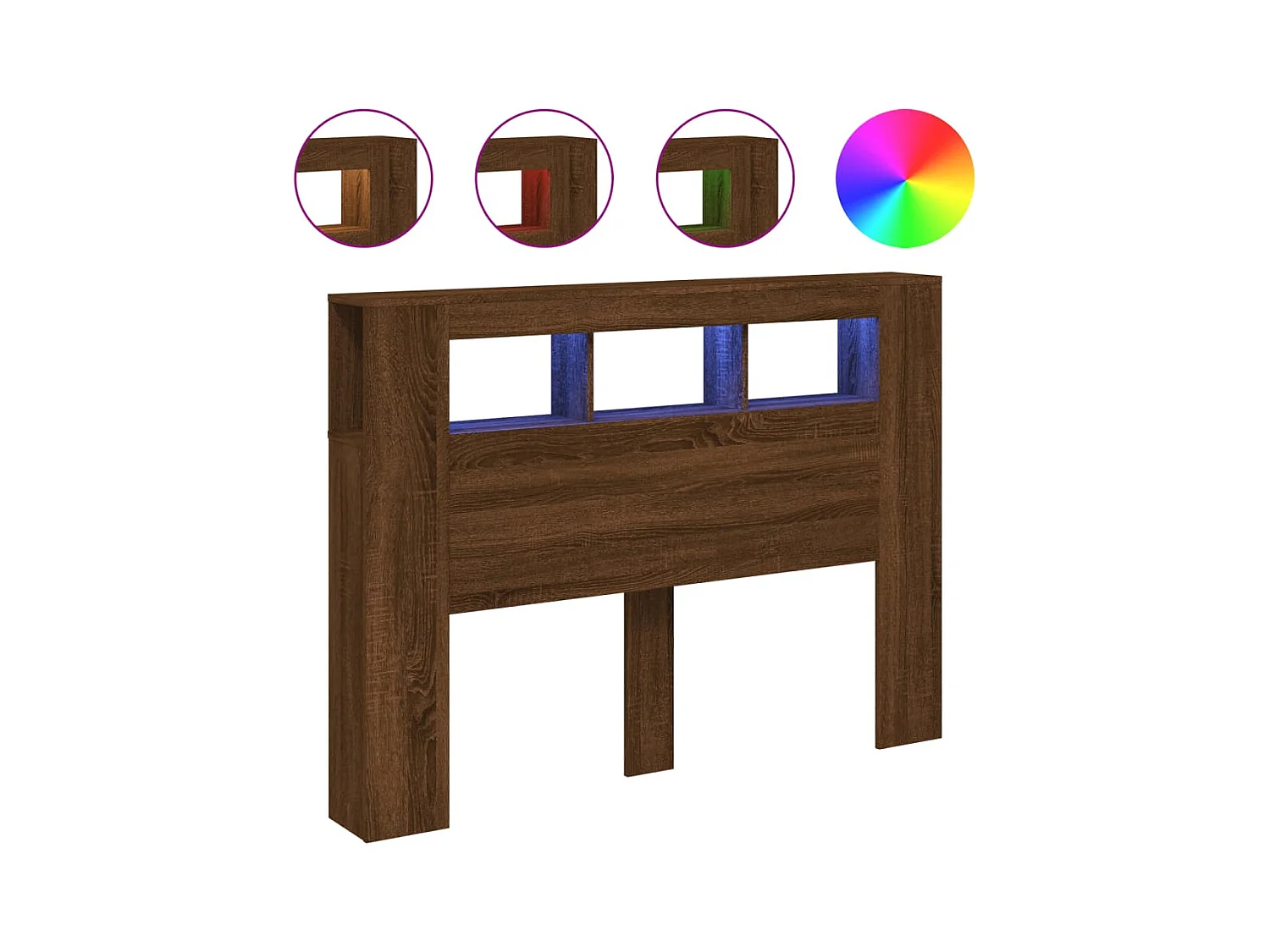 Mueble cabecero | Cabecero | Cabezal de cama LED madera ingeniería marrón roble 140x18,5x103,5 cm