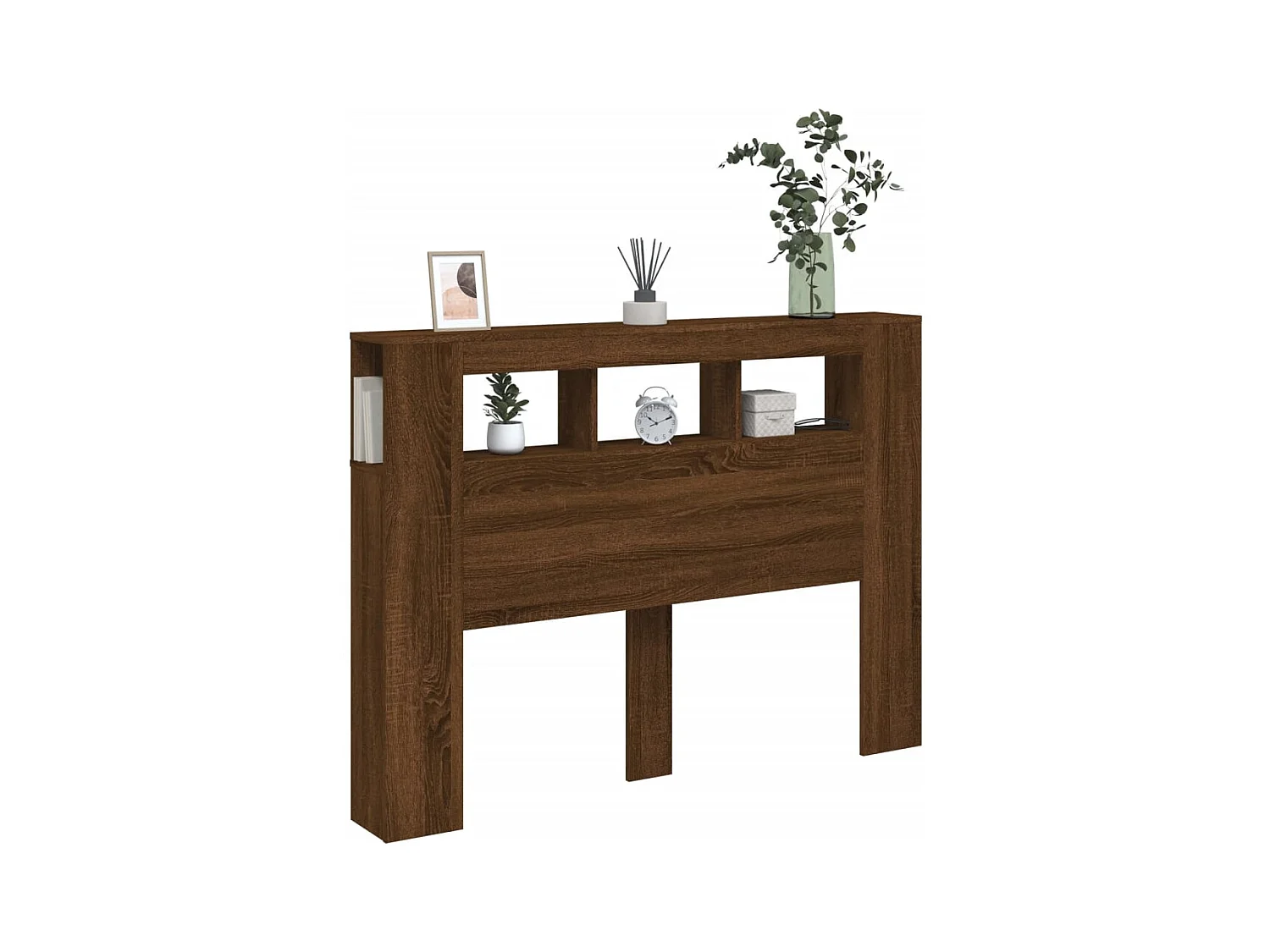 Mueble cabecero | Cabecero | Cabezal de cama LED madera ingeniería marrón roble 140x18,5x103,5 cm