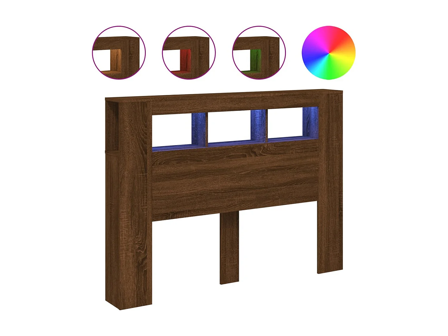 Tête de Lit | Panneau de tête pour lit Moderne à LED chêne marron 140x18,5x103,5cm bois ingénierie