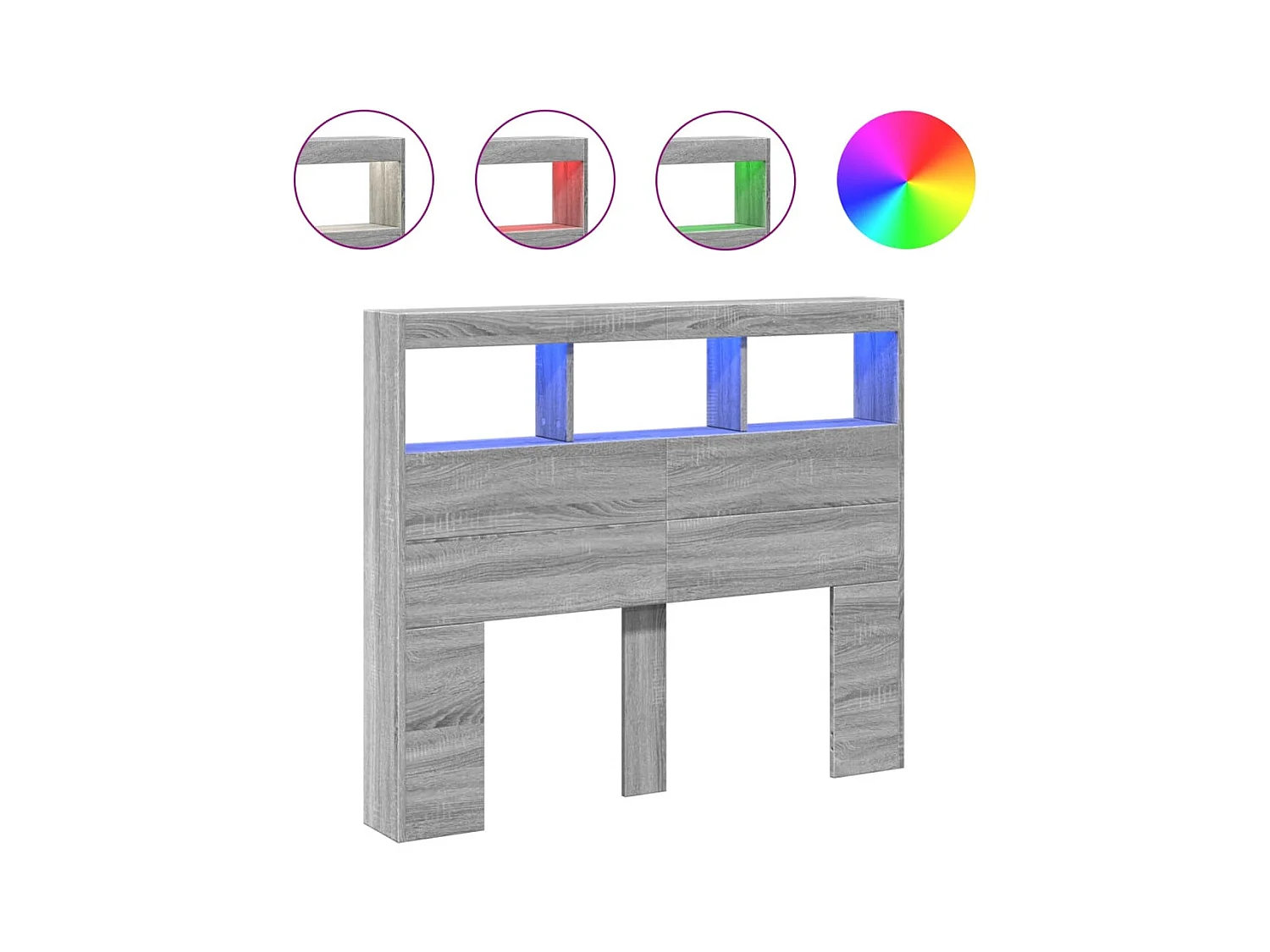 Cabecero de Cama | Cabezal de cama | Mueble de cabecero con luz LED gris Sonoma 100x17x102 cm