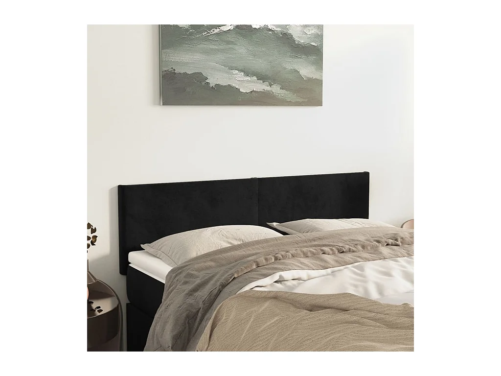 Têtes de lit | Panneaux de tête pour lit Moderne 2 pcs Noir 72x5x78/88 cm Velours