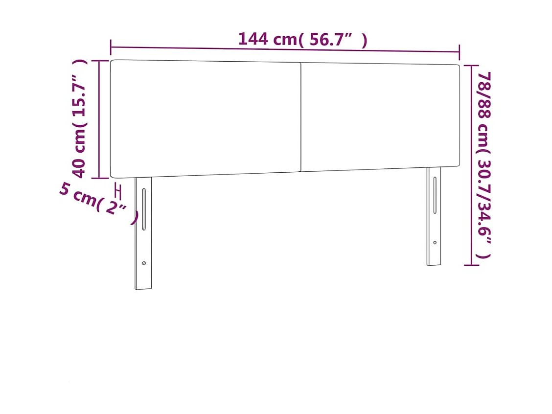 Têtes de lit | Panneaux de tête pour lit Moderne 2 pcs Noir 72x5x78/88 cm Velours