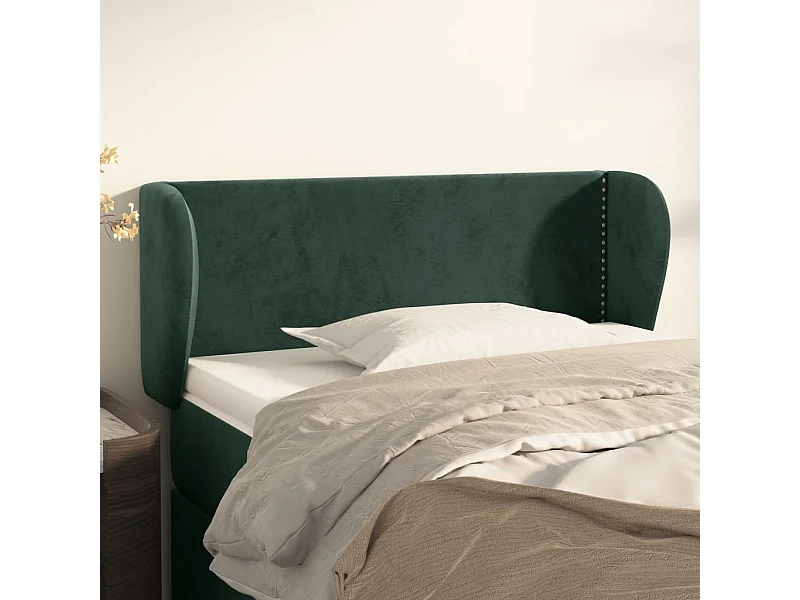 Tête de Lit | Panneau de tête pour lit Moderne avec oreilles Vert foncé 103x23x78/88 cm Velours